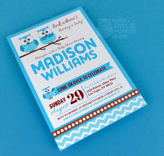Blue Owl BABY Shower Invitation, owl baby shower boy, owl baby shower invitation boy, owl baby shower invites printable, instant download Il_570xn