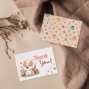 Carte de remerciement modifiable pour chiot Corgi, décorations d'anniversaire pour chiot Pawty, anniversaire sur le thème du chien, téléchargement immédiat, chiot corgi