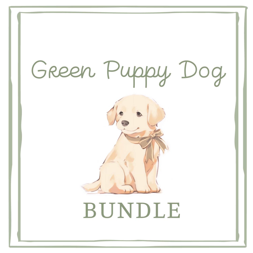 Editable Green Watercolor Puppy Bundle, Puppy Pawty Birthday ...