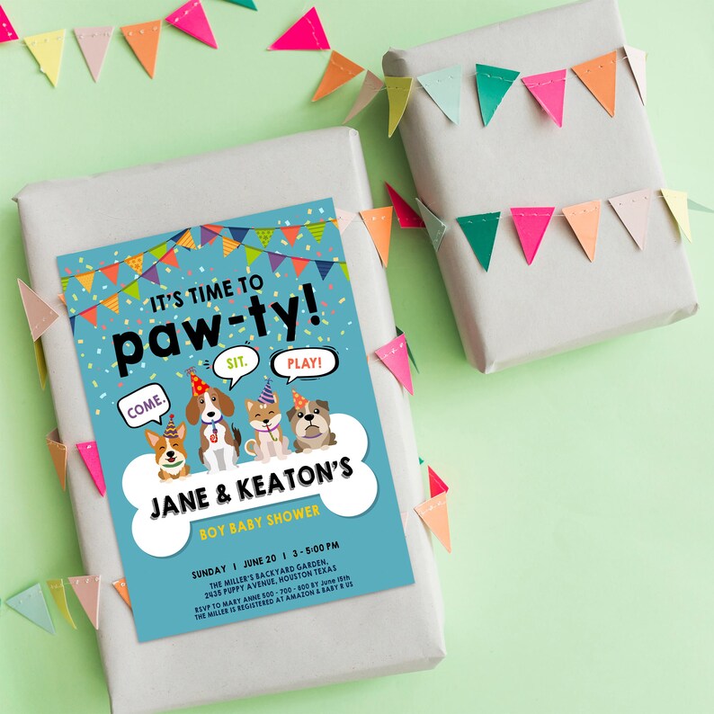 Puppy Adoption BABY Shower Party, EDITABLE Printable Package ...