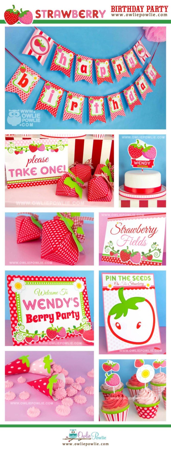 STRAWBERRY Birthday Party Thank You SIGN Strawberry Party Strawberry  Shortcake Party Berry Party Instant Download Strawberry Patch 