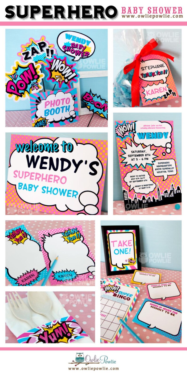 Girl Superhero BABY Shower Party Printable Package & image 2