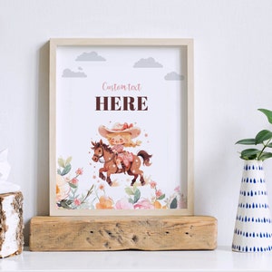 Editable Cowgirl party sign template,