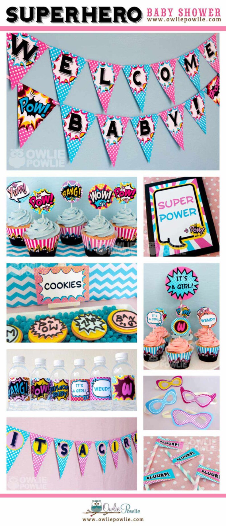 Girl Superhero BABY Shower Party Printable Package & image 3