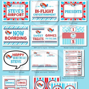 Airplane BIRTHDAY Party Printable Package &amp; Invitation, Airplane Party ...
