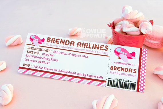 Airplane Boarding Pass Invitation, EDITABLE birthday invitation, airplane ticket invitation, time flies first birthday template Il_570xn