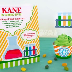 Science BIRTHDAY Party Printable Package &amp; Invitation, Scientist ...