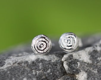 Rosen Ohrstecker 925 Silber Handmade 5,5 mm rund , Sterlingsilber , Rose , kleine Ohrstecker