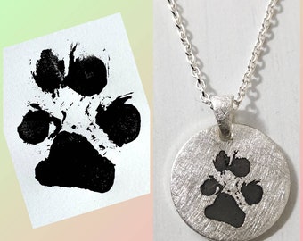 Necklace with paw print 925 silver desired name engraving