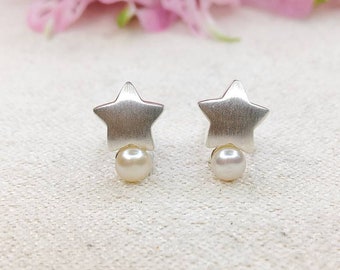 Stars Starlet Earrings Freshwater Cultured Pearls 925 Silver
