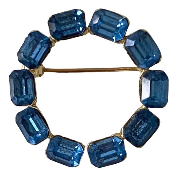 Blue Jeweled 60’s Vintage Brooch - image 1