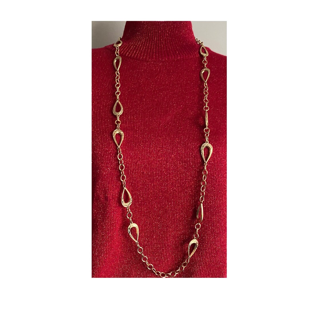 Trifari Deadstock 60s Hanging Gold Chain Necklace Etsy
