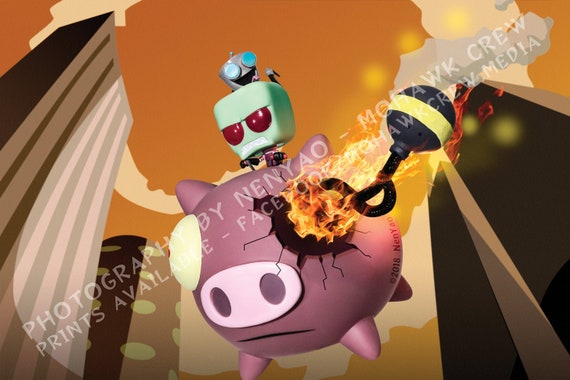 18x12 Inch Glossy Poster Print Invader Zim Attack of the Saucer Morons Gir Flying Piggy Cartoon Funko Pop Action Figure Toy Photography Etsy
