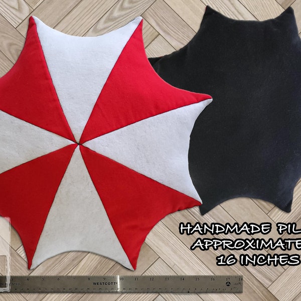 Umbrella Pillow | Video Game Inspired | Handmade Comfy Soft Decorative  Evil Horror Home Decor | Resident Gamer Room Enhancer