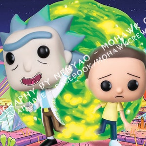 18x12 inch Glossy Poster Print - Rick and Morty in Portal - Adult Swim Cartoon Animation Funko Pop Action Figure Toy Photography