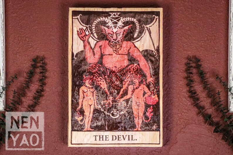 Tarot Card Wall Art Major Arcana Vintage Distressed 12x8 Inch Pine 