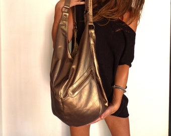 BRONZE leather turtle backpack