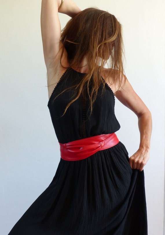 red belts for dresses ADA Collection Obi Classic Wrap Belt (Upsdell Red) Women's Belts