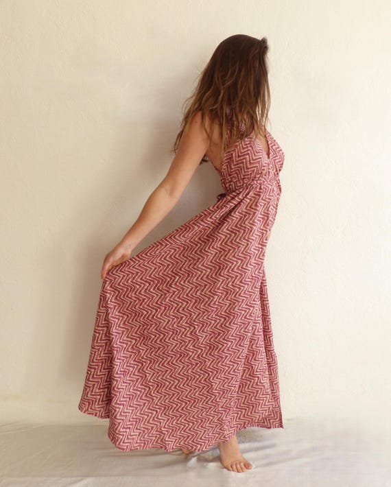 backless sparkly dress Coral and White Striped Maxi Dress Medium (Sizes 8-10) main image 1