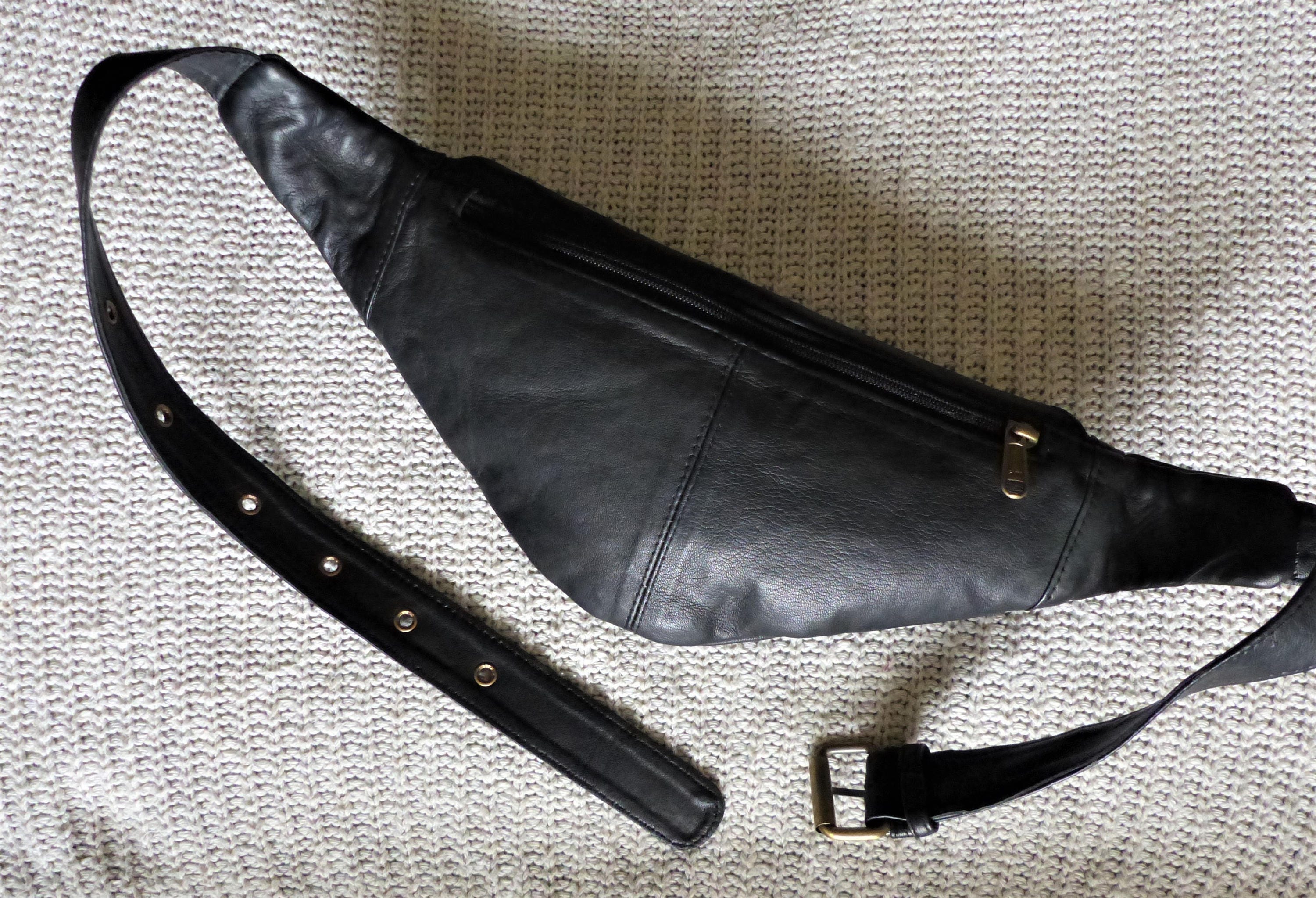 Urban studded banana bag black leather jewel bag Etsy