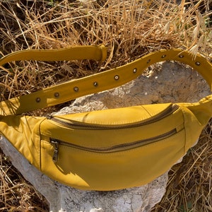 Festival yellow leather shoulder bag