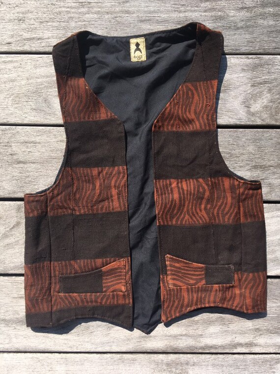 Gilet etnico uomo a righe stampa marrone animale e nero cotone | Etsy Italia
