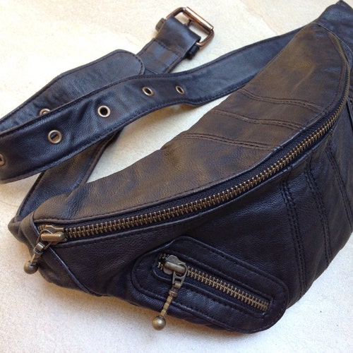 Leather Banana Bag in Black Suede Sling Bag for Women Etsy