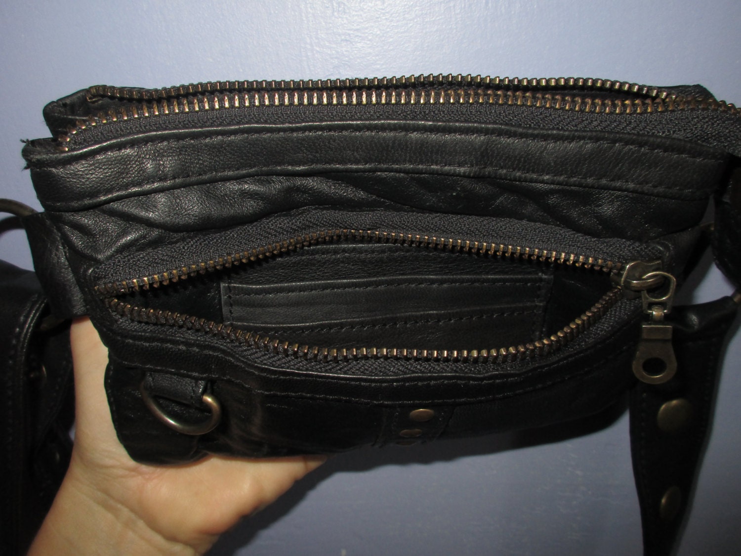 Sac banane en cuir noir clout?� - Etsy France