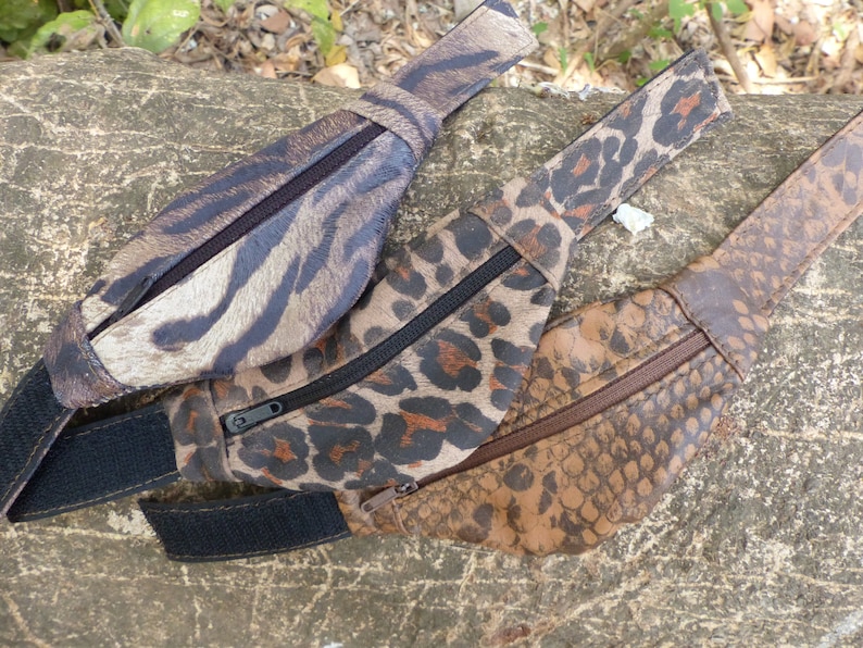 Coin holder for leather print leather tiger bracelet cuff festival concert