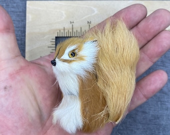 Red Squirrel made with REAL Animal Fur from Goat/ Rabbit - Great Gift, SUPER Unique!