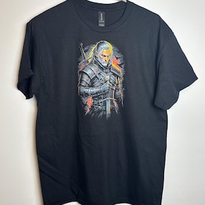 The Witcher Geralt Graphic T-Shirt Gildan Black Size M NEW image 1