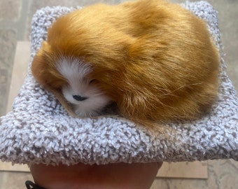 Puppy Dog made with REAL Animal Fur from Goat/ Rabbit - Great Gift, Super Unique!