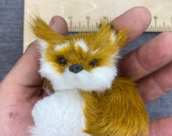 Curled up Red Fox made with REAL Animal Fur from Goat/ Rabbit - Great Gift, SUPER Unique!
