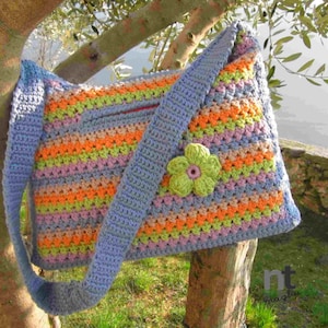 Crochet Bag Pattern &quot;Borsetta Primavera&quot;, Crochet Tote Pattern, Crochet Shoulder Bag Pattern downloadable .per file