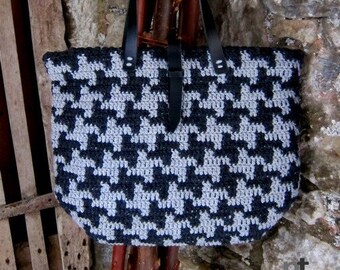 Crochet Bag Pattern "Pied-de-Poule Tote", dowloadable .pdf file