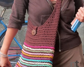 Crochet Bag Pattern "Sacchetto Millerighe" by NTmaglia, Crochet Tote Pattern, Crochet Purse Pattern downloadable .per file