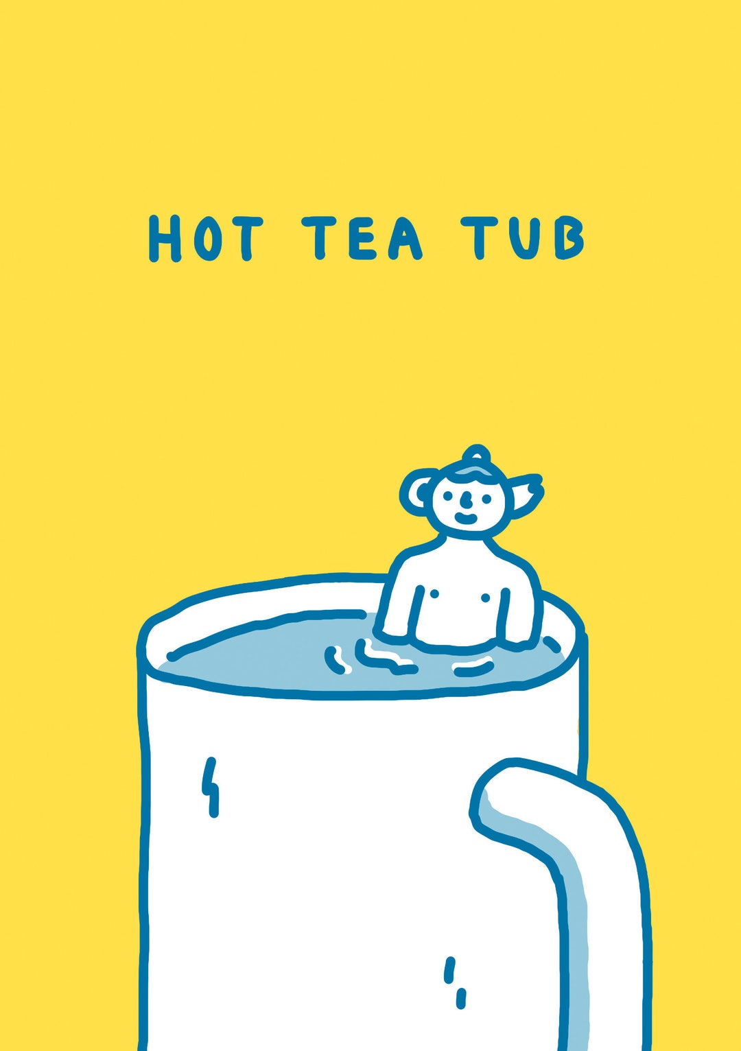 Hot Tea Tub Tea Themed Illustrated Cartoon Print Etsy UK