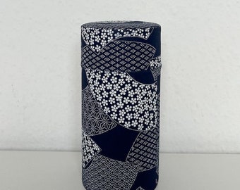 Japanese Chazutsu - Blue Washi Paper Wrapped Tea Canister