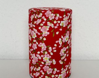 Chazutsu japonais - Boîte à thé emballée dans du papier washi rouge