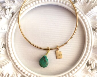 STATE LOVE BANGLE with Turquoise Drop