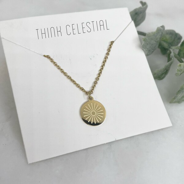 Think Celestial Stainless Steel Necklace- Golden Sun