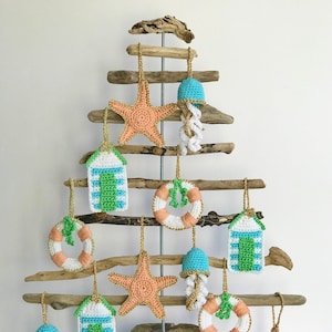 A Coastal Christmas Crochet Pattern for 4 Crocheted Christmas Decorations image 1