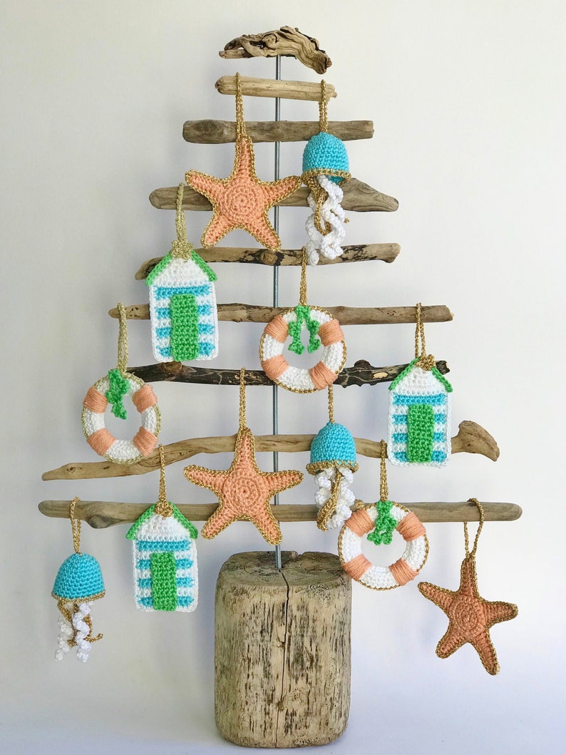 A Coastal Christmas Crochet Pattern for 4 Crocheted Christmas Decorations image 1