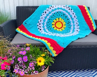 Festival Sun Crochet Mandala Blanket