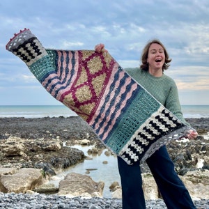 Modèle d'écharpe au crochet Rockpool : couverture épaisse, conception C2C (Modèle PDF)