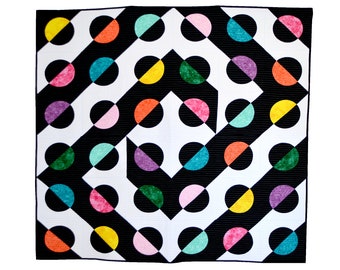 Hook and Pop Quilt Pattern - Modern Quilting Pattern - Circle Quilt Pattern - PDF Download Quilt Pattern - Patchwork Sewing Quilt Pattern