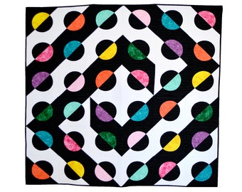Hook and Pop Quilt Muster - Modernes Quilt Muster - Kreis Quilt Muster - PDF Download Quilt Muster - Patchwork Nähanleitung