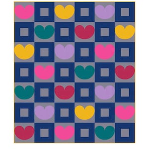 Boxes of Love Quilt Pattern, Heart Quilt Pattern, Valentines Quilt, PDF Download,