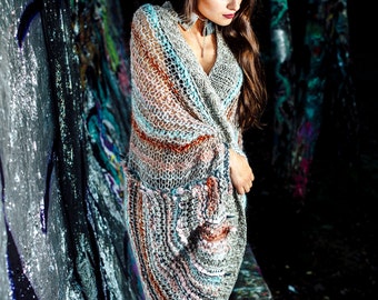 bohemian clothing - wrap cardigan - wrap coat - cardigan - loose knit - oversized - sale