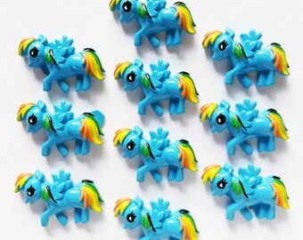 2 Pcs - Rainbow Dash Blue My Little Pony Resin Flatback Cabochons (RS072)